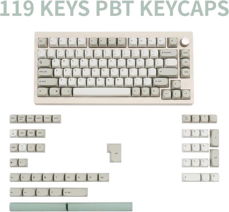 TIMSEKER Retro Minimalist Brown PBT Keycaps Set, Custom MA Profile Dye Sub Key Caps for ANSI Layout Cherry MX Mechanical Gaming Keyboard (119 Keys Only Keycaps) - Image 2